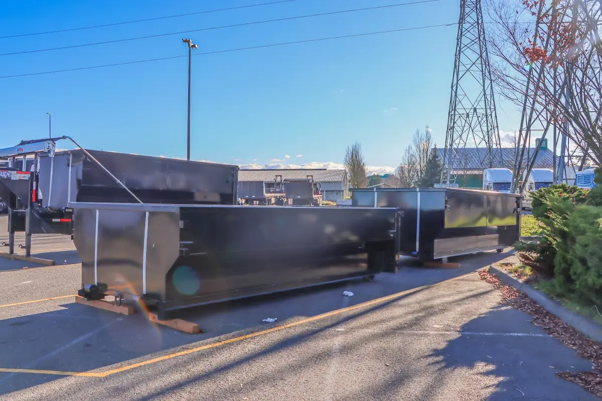 Roll-off dumpster ready for waste disposal at job site for Estate Cleanout Dumpster Rental in West Bridgewater